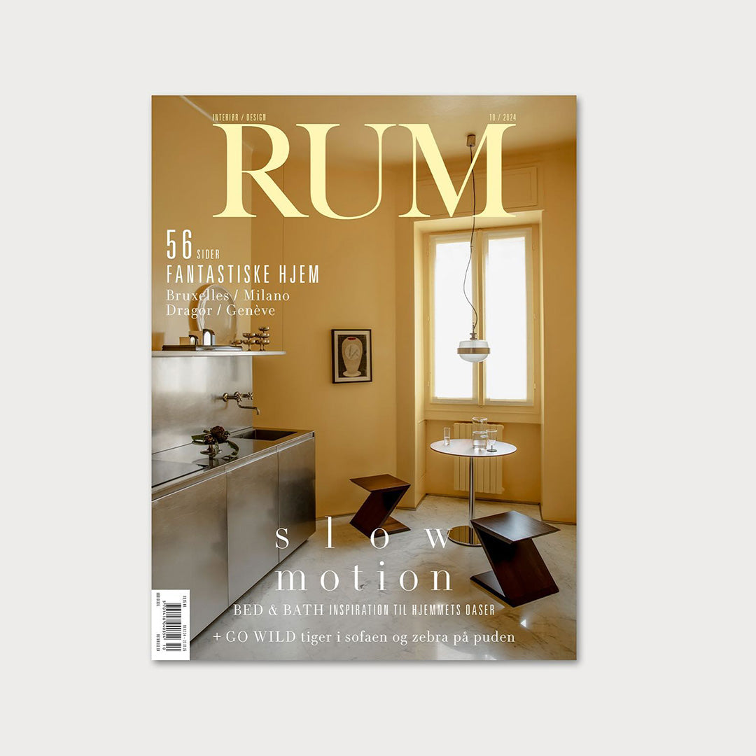 RUM magazine cover featuring modern minimalist kitchen and living space with natural light