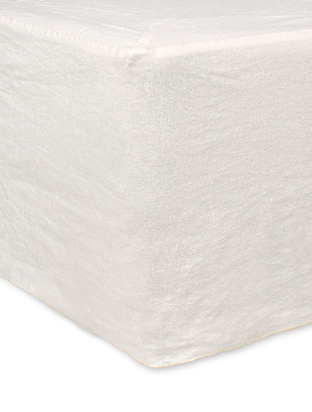 Natural linen bed cover with clean edges by TAMEKO, minimalist bedding fabric