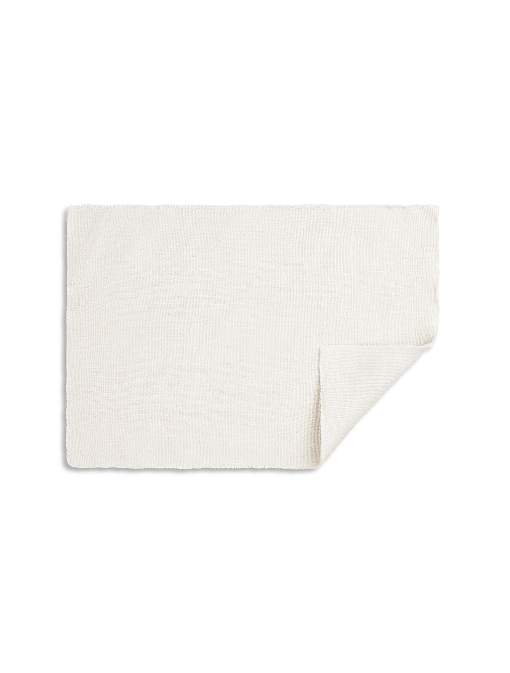 TAMEKO white Rue placemat with a natural texture, folded corner, tabletop linen