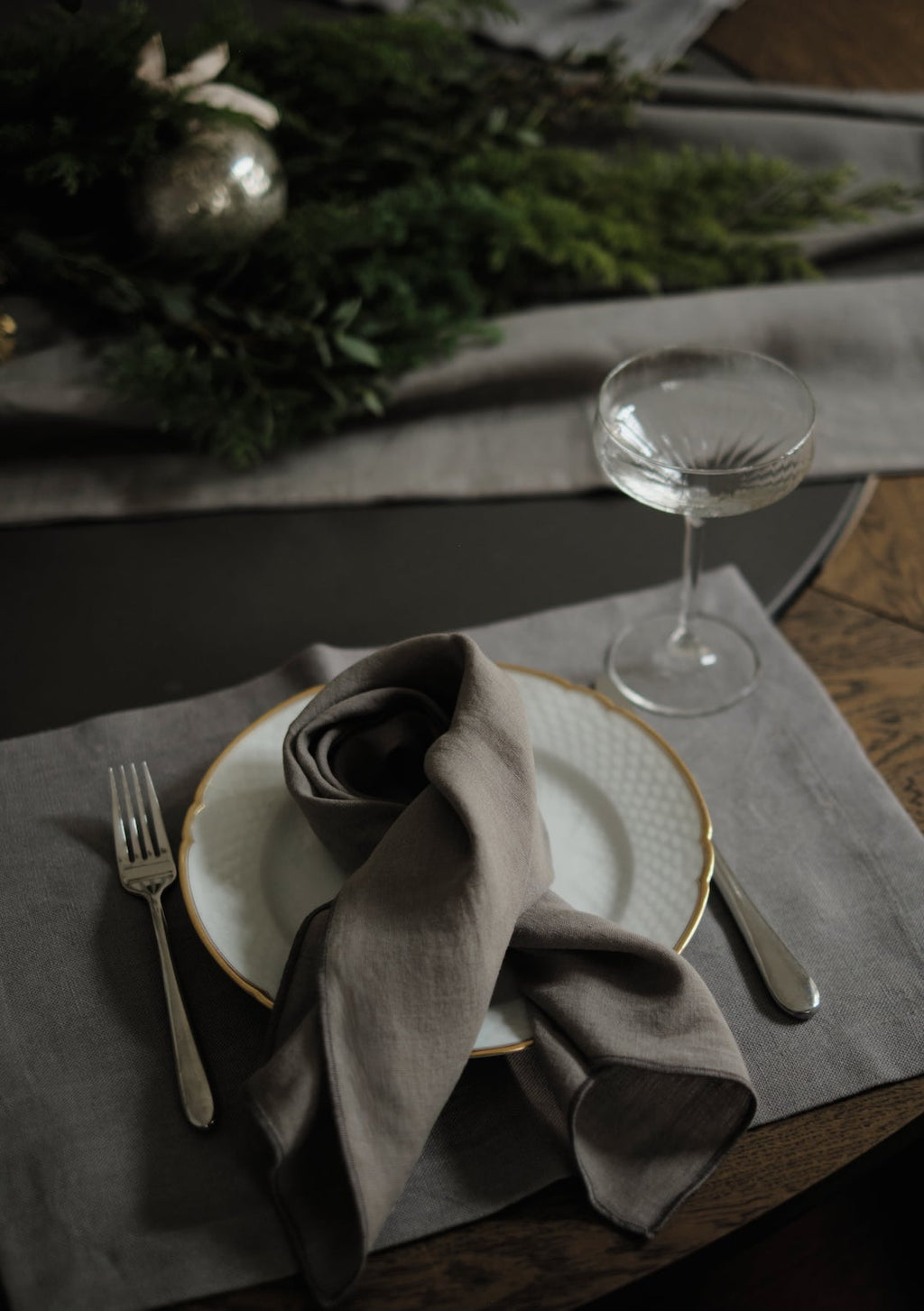 Merrow Linen Napkin (Set of 4) / Dark Grey
