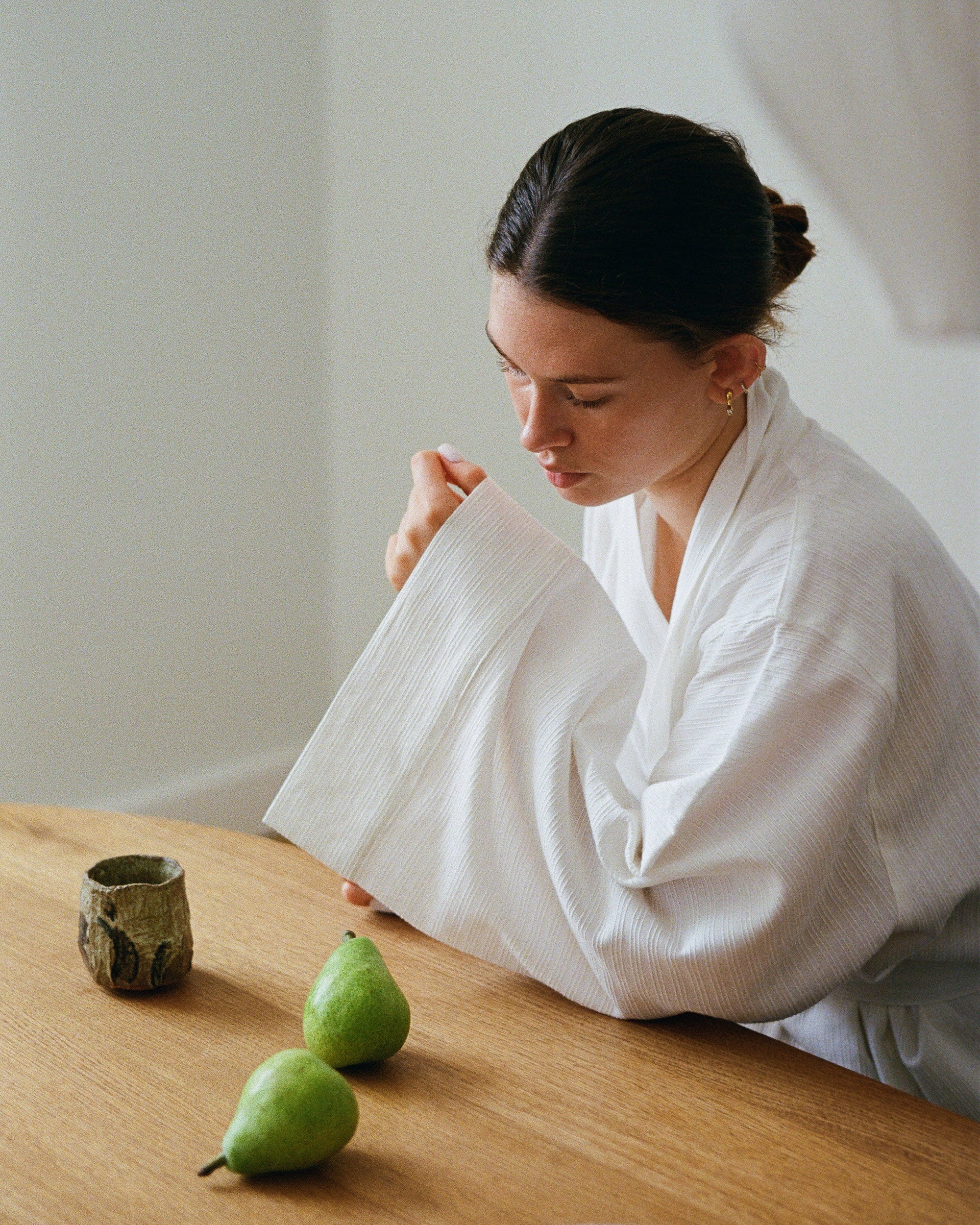 Nami Organic Cotton Kimono Robe / White